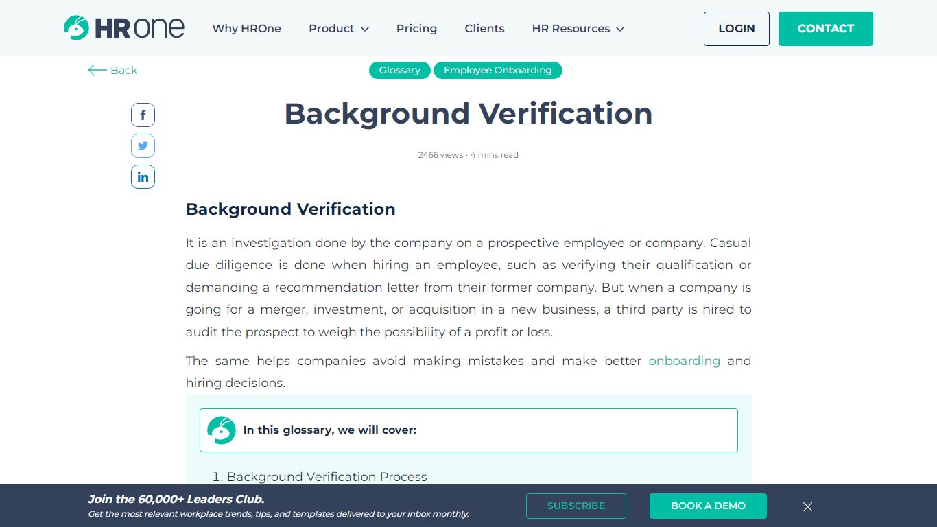 Background Verification - Definition, Meaning & Process - HROne