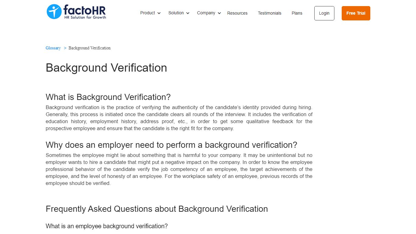 Know What Is Background Verification | Meaning | factoHR