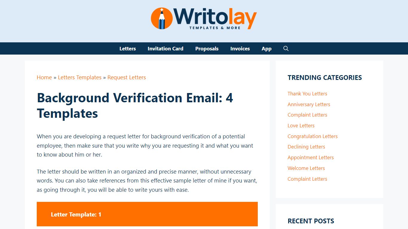 Background Verification Email: 4 Templates - Email, Letter and ...